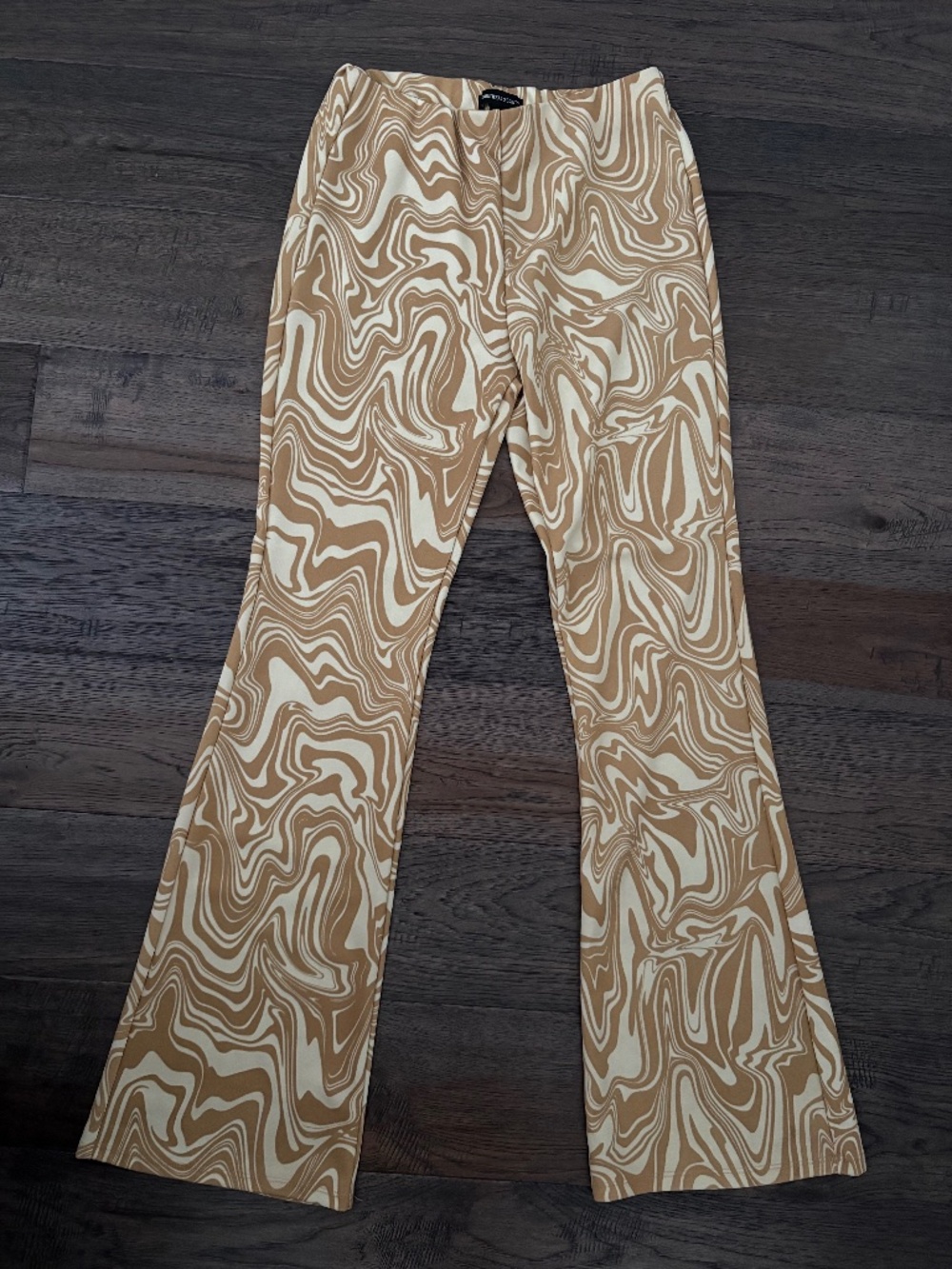 Beige Printed Flare Leggings